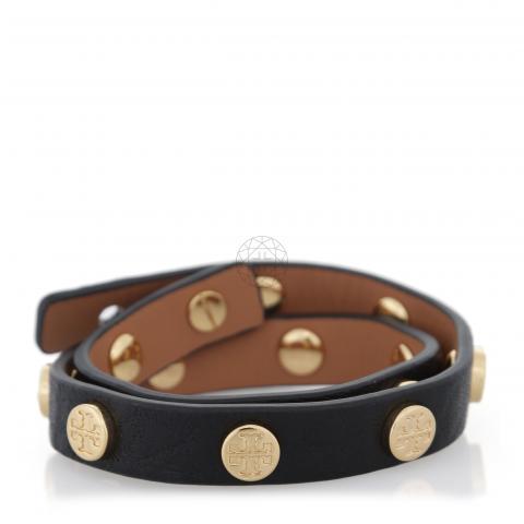 完売品★TORY BURCH★Double Wrap Logo Stud Bracelet 33858 Sell Tory Burch 33858 Double Wrap Logo Stud Bracelet - Black